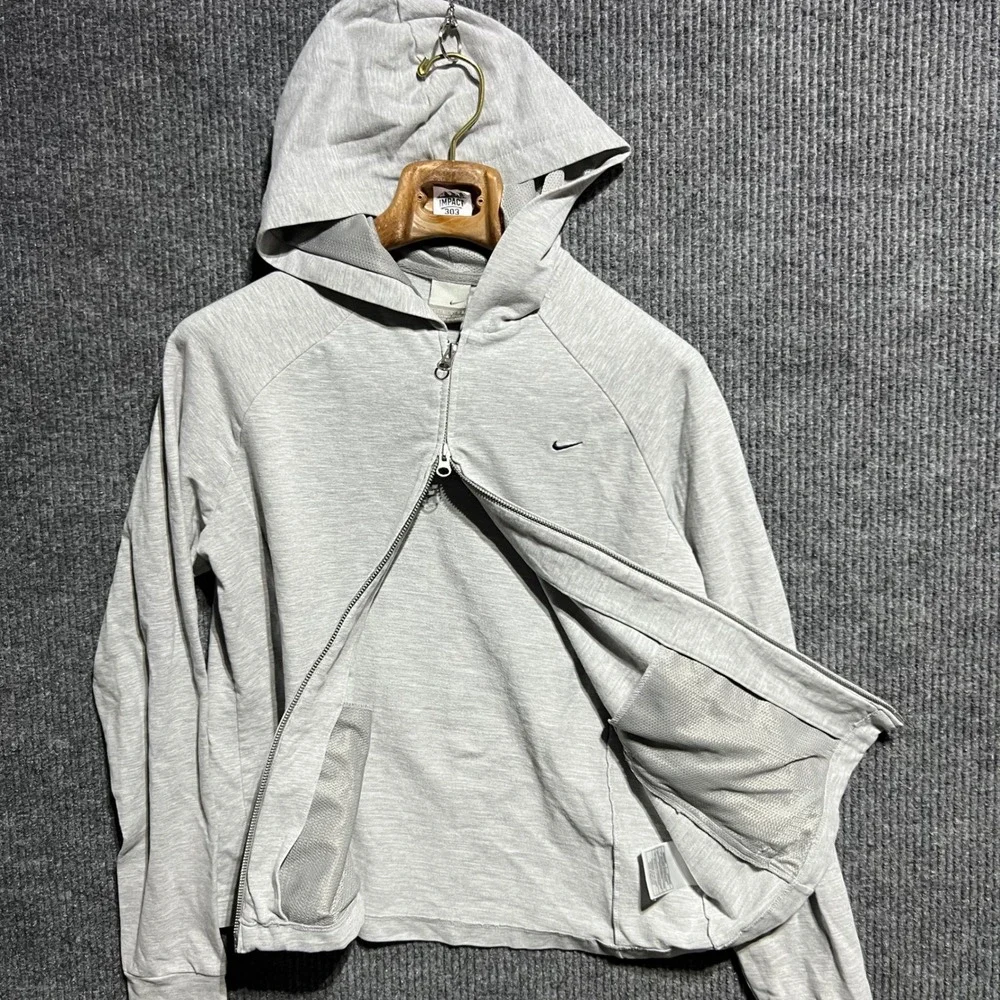 Vintage Nike Full Zip Hoodie Kids Size L 12-14 Grey Swoosh Logo‎ Athletic Y2K